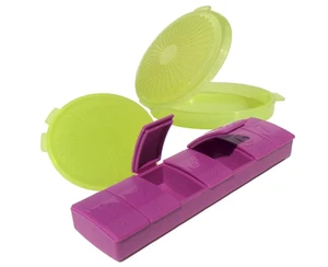 3 x Tupperware Pill Keepers Rounds &  7 day Purple Yellow More Colors Avail. New - Picture 1 of 1