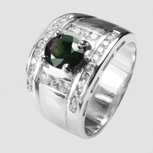 Anelli da uomo in vera pietra preziosa tsavorite verde foresta brillante 2,06 ct gioielli - Foto 1 di 10