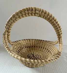 Vintage Gullah Charleston South Carolina Süßgraskorb mit Griff Handarbeit - Bild 1 von 14