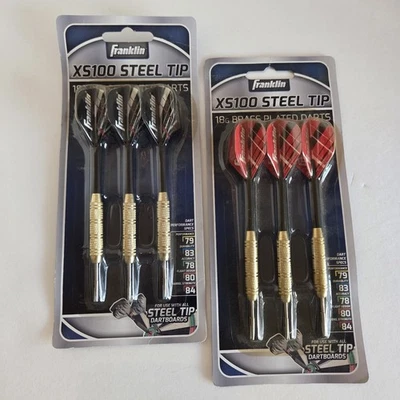 Juego de 2 dardos Franklin Sports XS100 punta de acero nuevo con etiquetas rojo negro 18 G enchapado en latón Foto 1 de 4