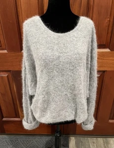 American Vintage Women Jumper Sweater XS/S Grey Angora & Polyamide Rolled Cuff - Picture 1 of 10