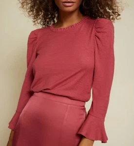 Nation LTD Vella Edwardian Tee in Cover Girl Mauve Pink Slim Fit Sz XS - Picture 1 of 9