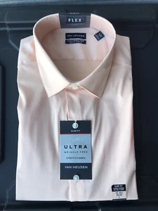 Van Heusen Men’s Slim Large 16-16 1/2 34-35 Long Sleeve Wrinkle Free Shirt Melon - Picture 1 of 4