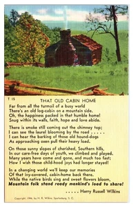 Postal de That Old Cabin Home Poema de Harry Russell Wilkins - Imagen 1 de 2