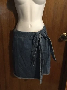Made And Loved Loft Wrap Around Denim Tie Skirt 4 - Picture 1 of 5