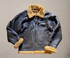Herren lederjacke lammfel shearling braun B3 Noble House Raf Air force jacket L - Bild 1 von 14