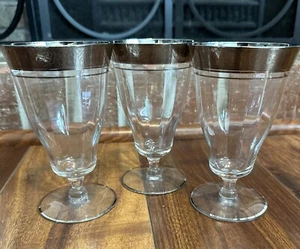 3 bicchieri da tè francescani tiffin ghiaccio trasparente platino incrostati - Foto 1 di 5