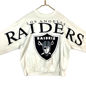 Vintage Los Angeles Raiders Sweatshirt Gr. XL weiß Nfl Big Spellout 90s AOP - Bild 1 von 7