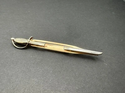 Cuchillo Espada Swank Vintage Madreperla Color Mango Corbata Clip Cierre Tono Dorado Foto 1 de 2