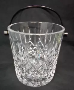 WATERFORD Crystal Ice Bucket Araglin Pattern with Metal Handle Seahorse mark - Picture 1 of 4