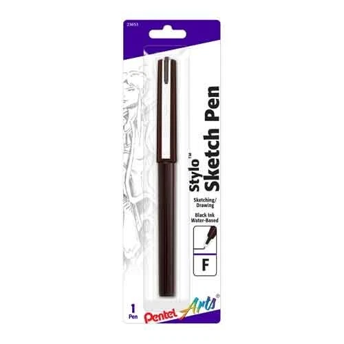 Pluma de dibujo Pentel Arts Stylo línea fina barril marrón tinta negra arte artesanía dibujo Foto 1 de 1