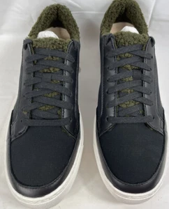 Neu im Karton Dr. Scholl schwarze Damen-Sneaker Größe 9M Leder/Stoff mit grünem Sherpa-Futter - Bild 1 von 12