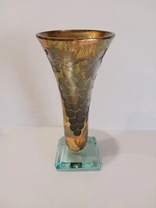 Kristal ART SIGHED IRIDESCENT  Glass Vase 8 1/2" - Picture 1 of 6