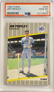 1989 Fleer JIM PRESLEY #555 PSA 10 (GEM MINT) POP. 2 Seattle Mariners - Picture 1 of 1
