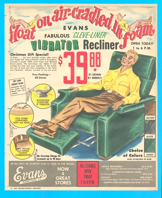 1963 EVANs FIURNITURE кресло-реклайнер Okolona Hazelwood мебель для торгового центра - Изображение 1 из 3