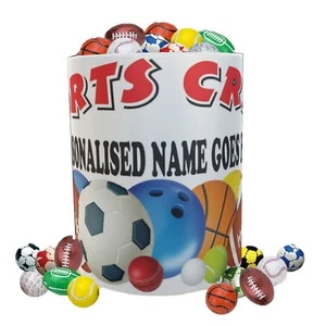 Personalised WHITE SPORTS CRAZY Chocolate Filled Ceramic Tea Coffee Cup Mug Gift - Picture 1 of 4
