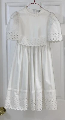 Ruth of Carolina Girls Dress Lace Trim Collar Puff Sleeve Ivory Size-7 Vintage - Image 1 of 4