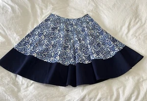 Milly | Blue White Geometric Pleated Mini Skirt | Size XS | Flirty Lightweight - Picture 1 of 8