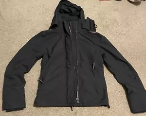 SUPERDRY Womens The Windcheater Rain Jacket M Small Black Nylon - Picture 1 of 6