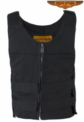 Men's Black Canvas REPLICA Bulletproof Vest with Front Zipper Closure - Image 1 of 4