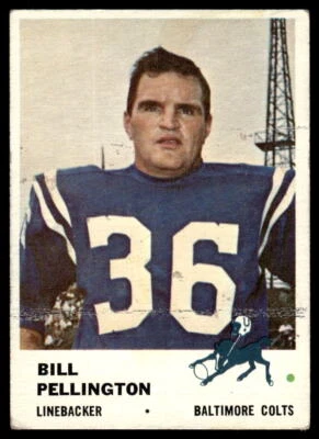 1961 Fleer Bill Pellington #36 Baltimore Colts Football Card - Image 1 of 2