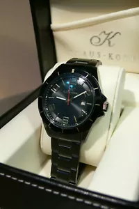 klaus kobec mens watch stainless steel black finish date wb1328890 - Picture 1 of 5