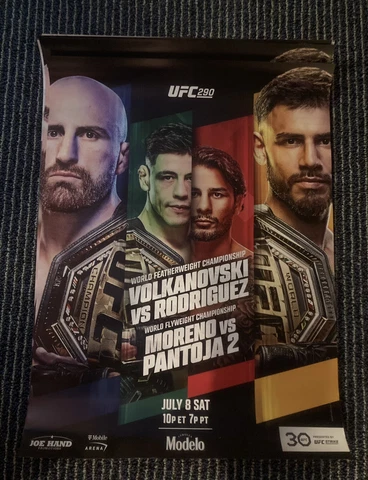 New UFC 290 Volkanovski Rodríguez Moreno Pantoja Official Fight Poster 18x24 Cover