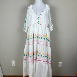 Maxi Vestido Simply Southern para Mujer XXL Blanco Bordado Tortuga Flores Boho Nuevo - Imagen 1 de 19