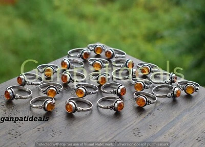 ¡Oferta! Anillo de piedras preciosas ámbar báltico lote al por mayor de 20 piezas enchapado en plata 925 para mujer Foto 1 de 4