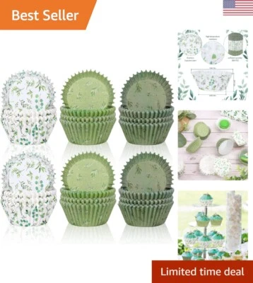 Elegant Eucalyptus Olive Leaf Cupcake Wrappers - 600 Pack for Celebratory Events - Image 1 of 4