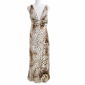 NATORI LEOPARD SATIN CUT OUT SLEEVELESS FULL LENGTH MAXI SLEEP SLIP GOWN DRESS - Bild 1 von 8