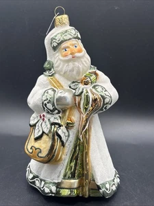 Adorno de Navidad grande vintage de vidrio soplado a mano de Papá Noel hecho en Polonia - Imagen 1 de 8