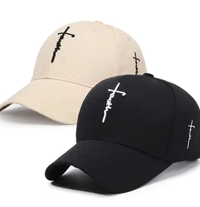 Gorra de béisbol negra cristiana bordada con cruz de fe 2, sombrero ajustable Jesús Dios - Imagen 1 de 5