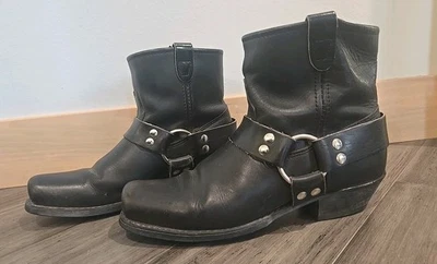 Double-H Harness Boots Black Leather  Women's Western Biker Boots Size 9.5 M - Image 1 of 4