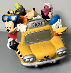 Vintage - Disney Fab 5 Mickey Mouse & Friends Taxi Cab Hard Rubber Coin Bank - Picture 1 of 6