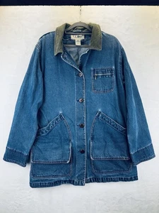Abrigo de Colección LL Bean Mujer M Azul Denim Jean Granero Tareas de Campo Verde Pana Cuello - Imagen 1 de 14