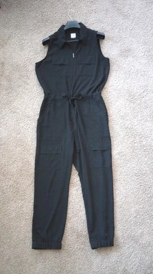 Mono para mujer negro Cabi talla L sin mangas elástico dobladillo recogido lazo cintura Foto 1 de 4