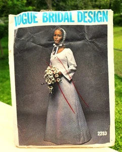 Vogue Bridal Pattern #2253 1970 Bridal Dress Vintage Sz 16 Bust 38 hip 40 - Picture 1 of 1