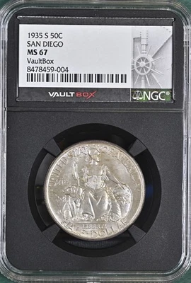 1935 S San Diego Commemorative Half Dollar 50C NGC MS67 BEAUTY COIN! BX10-9 - Image 1 of 2