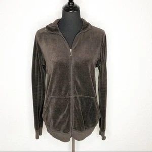 Juicy Couture chocolate brown velour full zip tracker jacket size Extra Large XL - Picture 1 of 13
