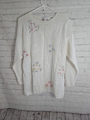Suéter Cottagecore Granny De Colección Años 90 Talla 18 Floral Bordado CottageCore Romántico  Foto 1 de 4