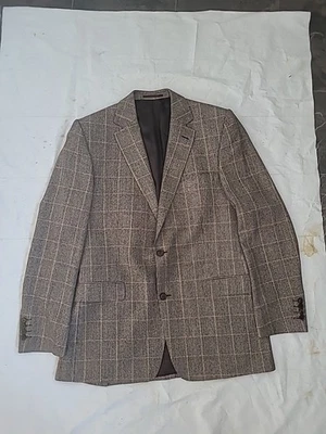 Jaeger Mens Wool Double Breasted Checked Blazer Size 42 Grey - Image 1 of 4