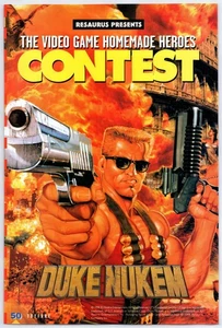 Anuncio impreso 1998 Duke Nukem Resaurus figuras juguete concurso promoción original póster arte - Imagen 1 de 4