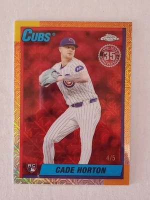 CADE HORTON 2025 Topps Update 1990 TOPPS SILVER PACK CHROME RED RC #'d 4/5 Cubs - Image 1 of 2