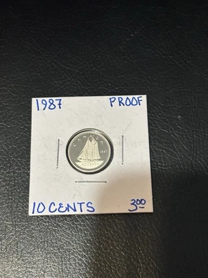 1987 CANADA 10 TEN CENTS PROOF HEAVY CAMEO DIME COIN - Image 1 of 2
