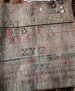 HANNAH JENKINSON SAMPLER 1778 Cross Stitch Pattern by Stacy Nash Primitives - Picture 1 of 3