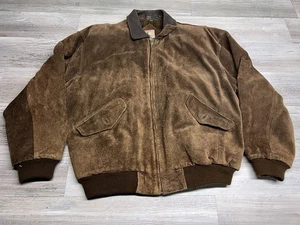 Vintage Tobruk Wildleder Lederjacke Herren Gr. L dunkelbraun Bomber Flieger Reißverschluss - Bild 1 von 12