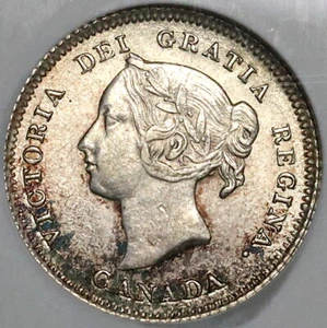 1880-H NGC AU 55 Canada Victoria 5 Cents Heaton Silver Sterling Coin (21111801C) - Picture 1 of 6