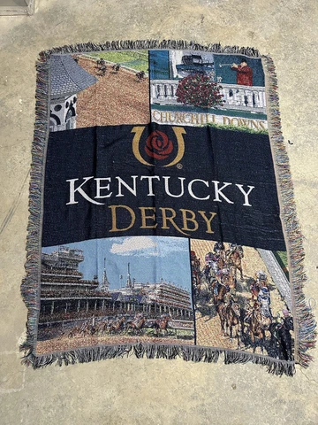 Vintage Kentucky Derby Churchill Downs Tapestry Postcard Blanket Cover