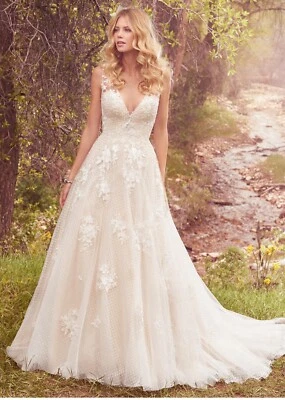 NWT Maggie Sottero Ivory A-line Wedding Dress Meryl 7MS339 Sz 14 ($1529 Retail) - Image 1 of 4